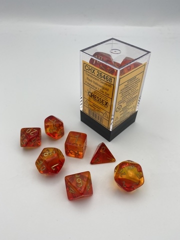 Gemini® Polyhedral Translucent Red-Yellow/gold 7-Die Set
