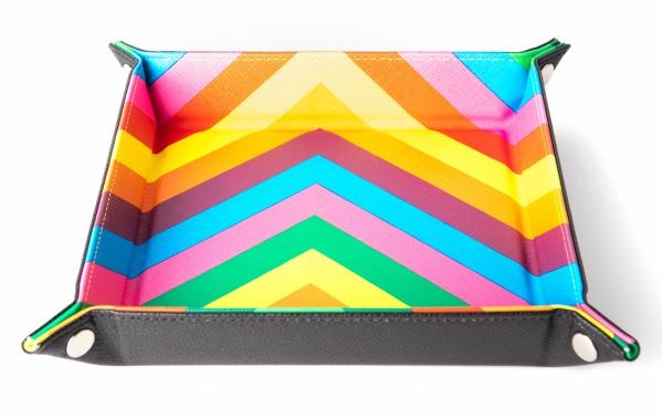 Velvet Folding Dice Tray Rainbow with Leather Backing