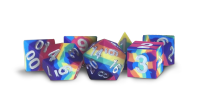 16mm Sharpe Edge Silicone Rubber Poly Dice Set Rainbow