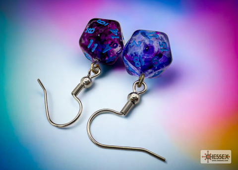 Hook Earrings/Ohrringe Nebula® Nocturnal™ Mini-Poly d20 Pair