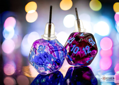 Stud Earrings/Ohrstecker Nebula® Nocturnal™ Mini-Poly d20 Pair