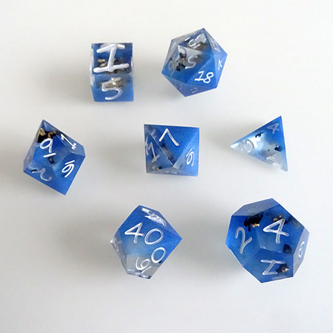 Blue Mica/Clear mit Onyx Flakes
